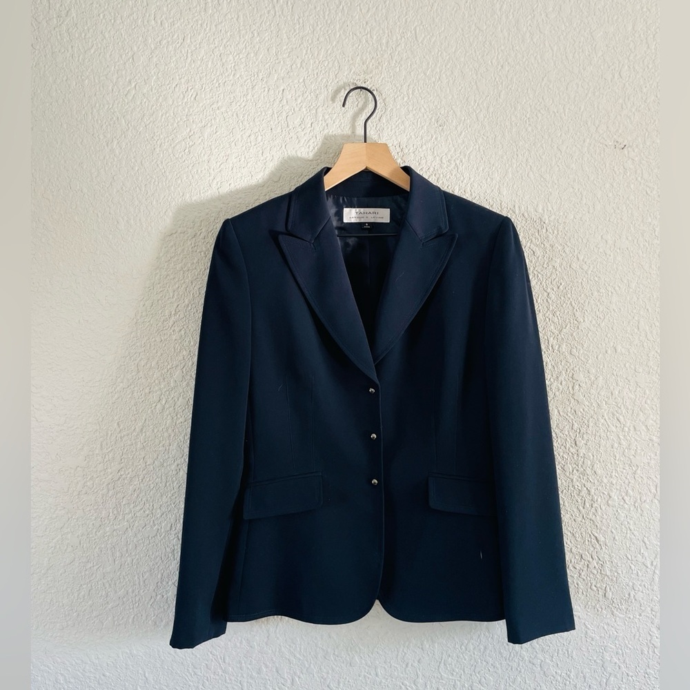 Tahari ASL Navy Blazer Jacket size 8